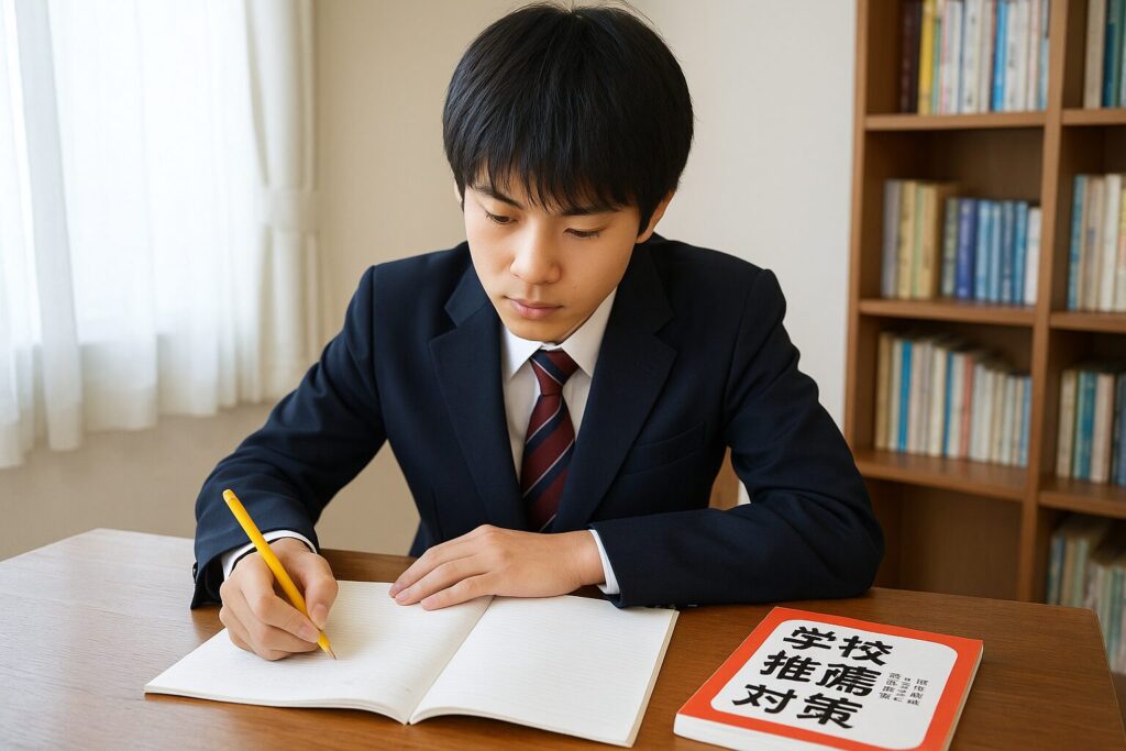 学校推薦を目指して勉強する高校生
