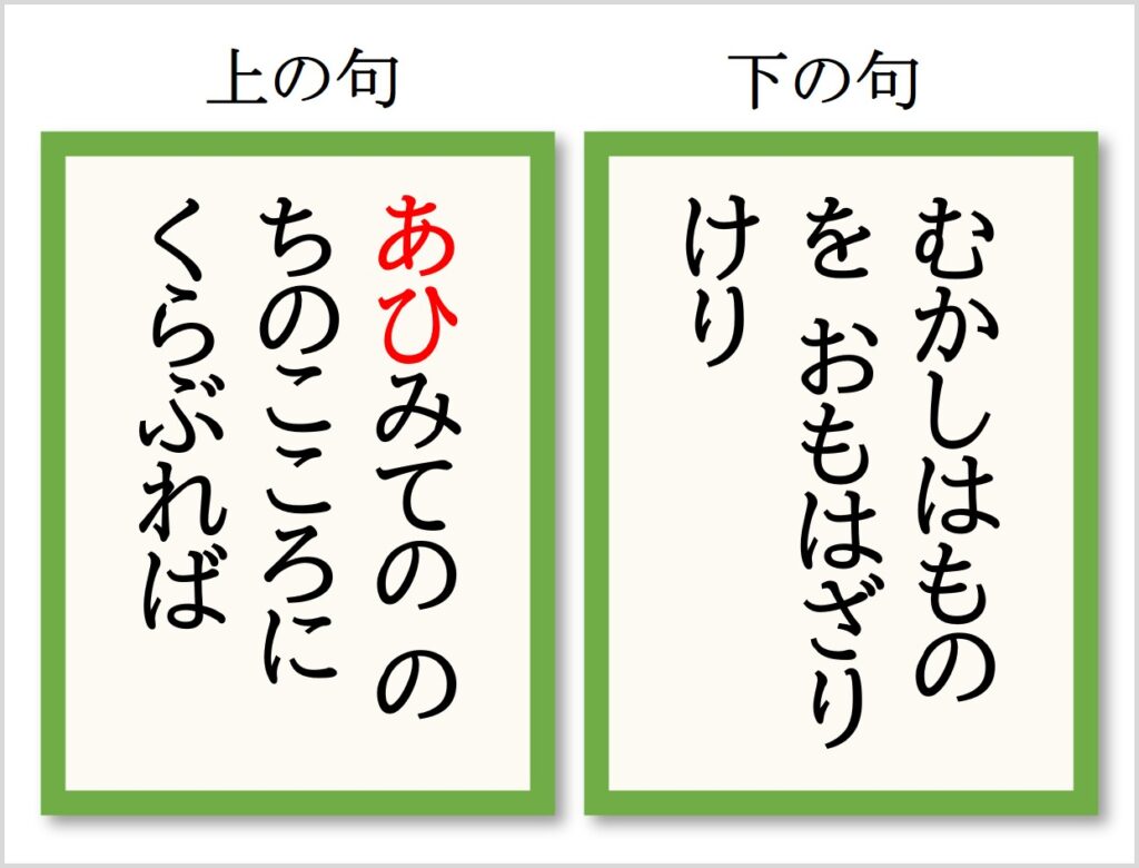 「逢ひ見ての　のちの心にくらぶれば　昔はものを　思はざりけり」の歌