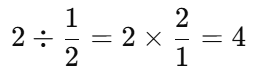 2個のリンゴを2つに割る計算例