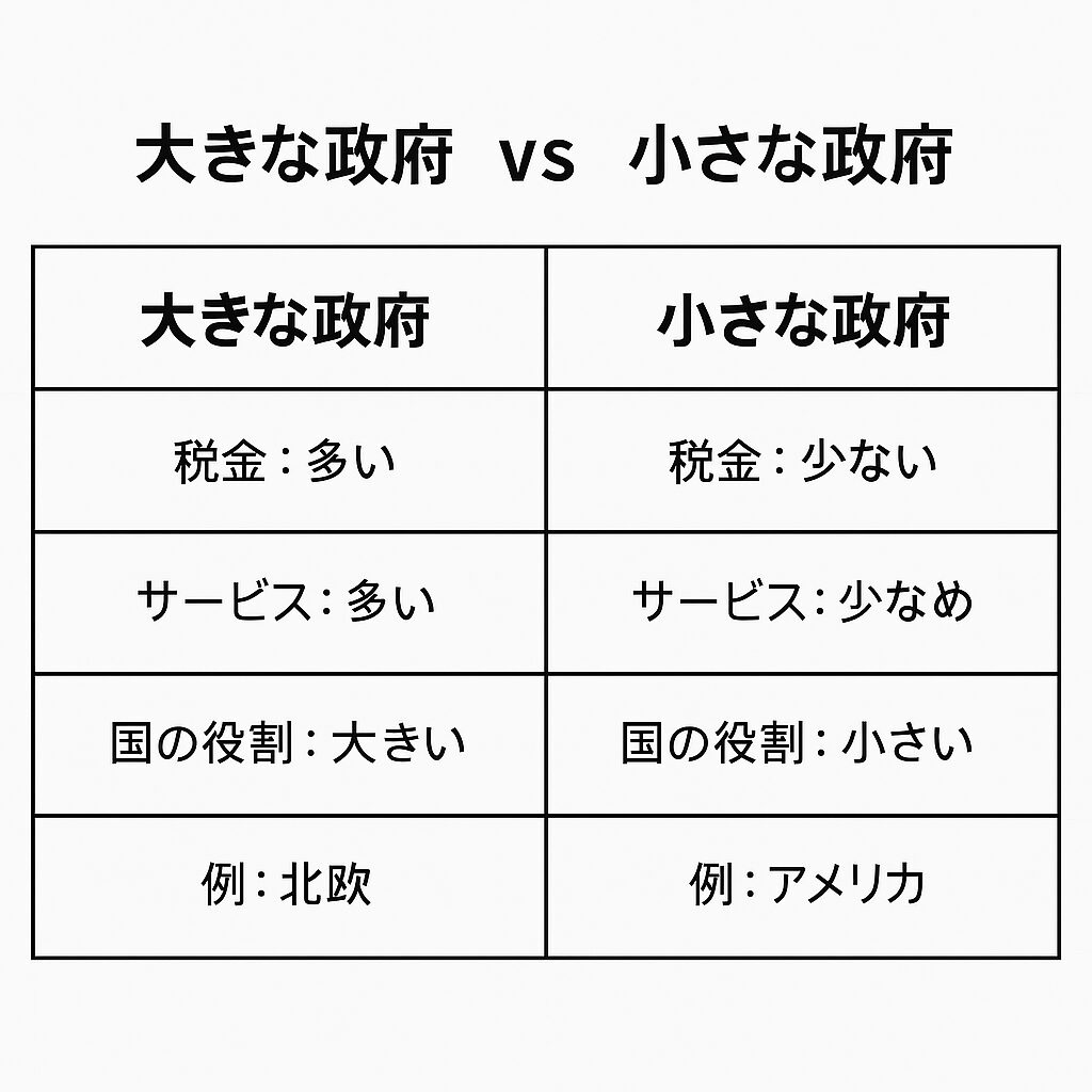 大きな政府と小さな政府の比較図