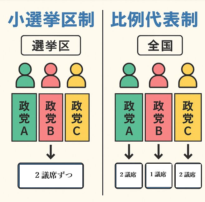 小選挙区制と比例代表制の違い