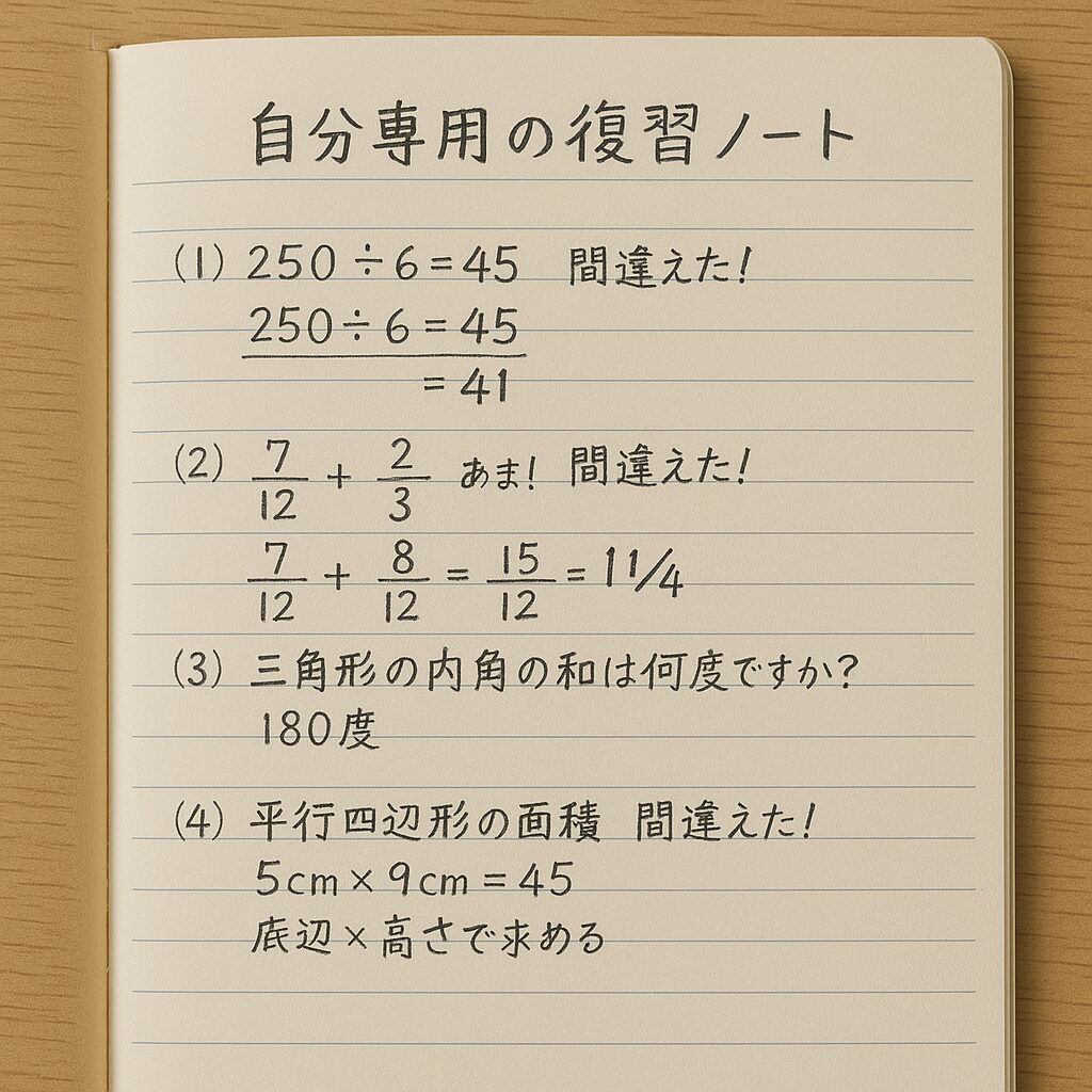 復習ノートの記載例
