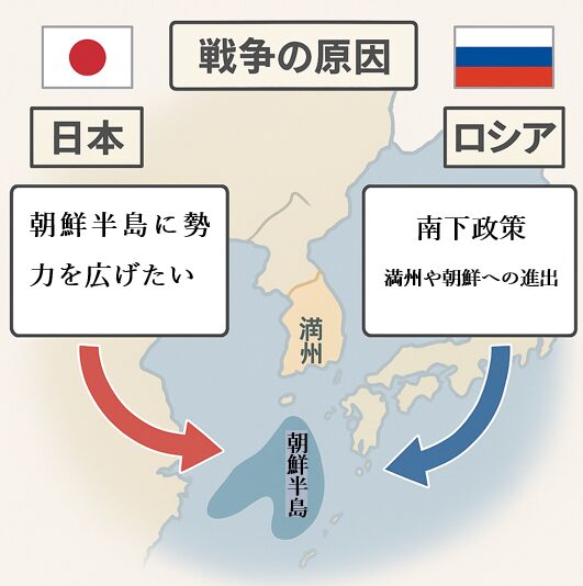 日露戦争の発生原因を示す図