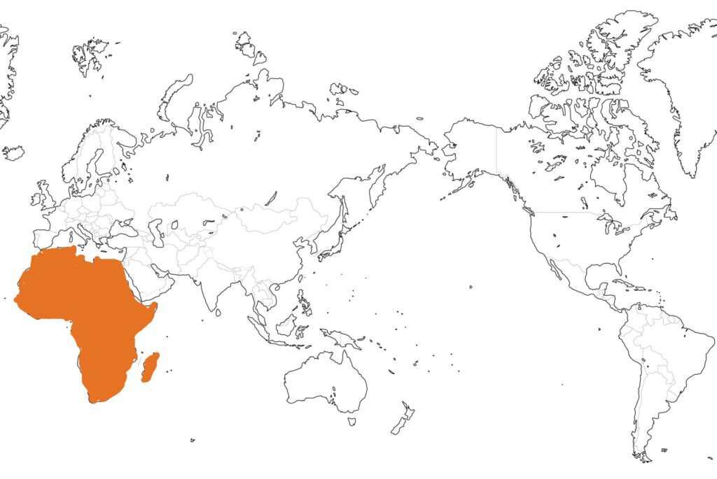 アフリカ州の位置(世界地図)