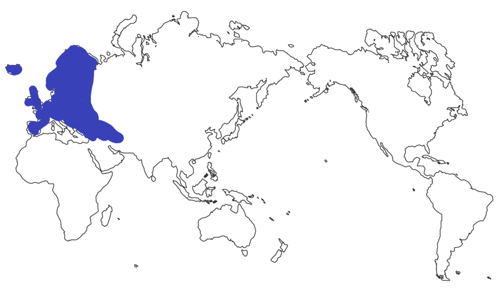 世界地図におけるヨーロッパ州の位置