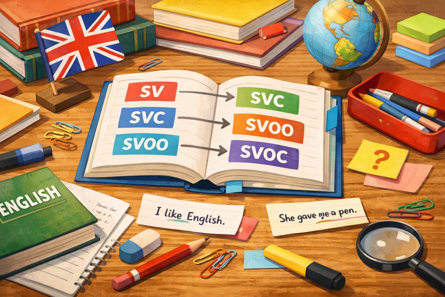 中学英語の文型5種類を勉強中のノート